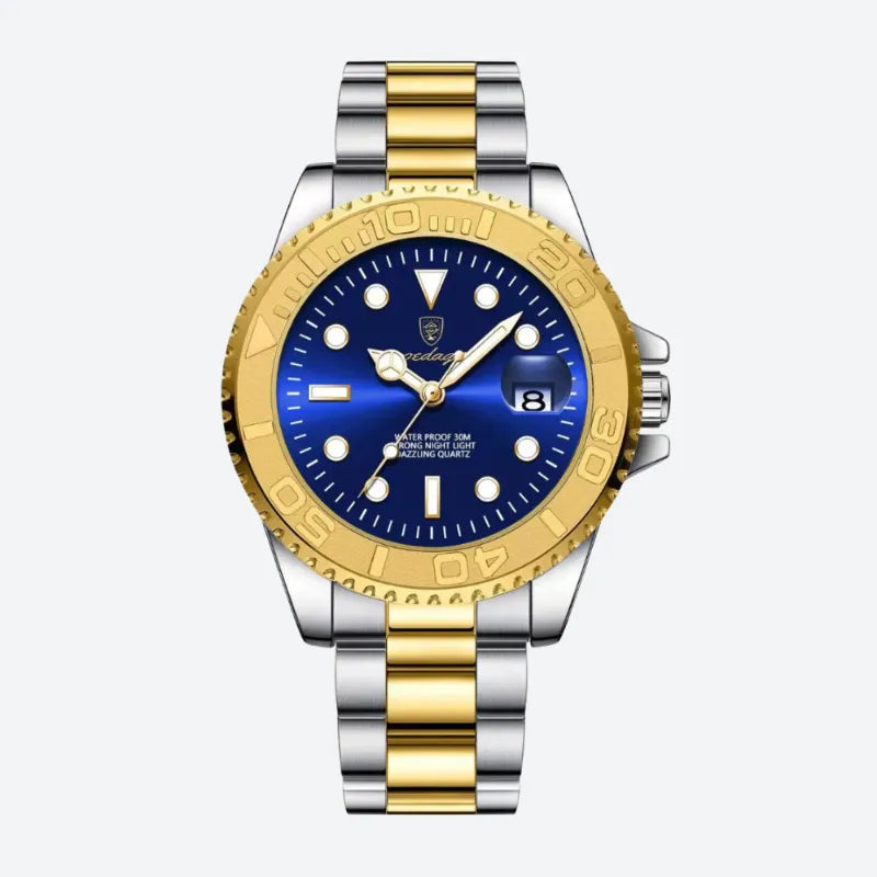 Montre Quartz Homme Style Plongeur Bracelet Acier Cadran Lumineux