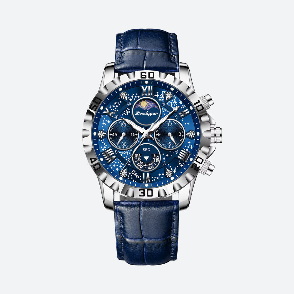 Montre Ronde Homme Chronographe Quartz, Verre Minéral Renforcé