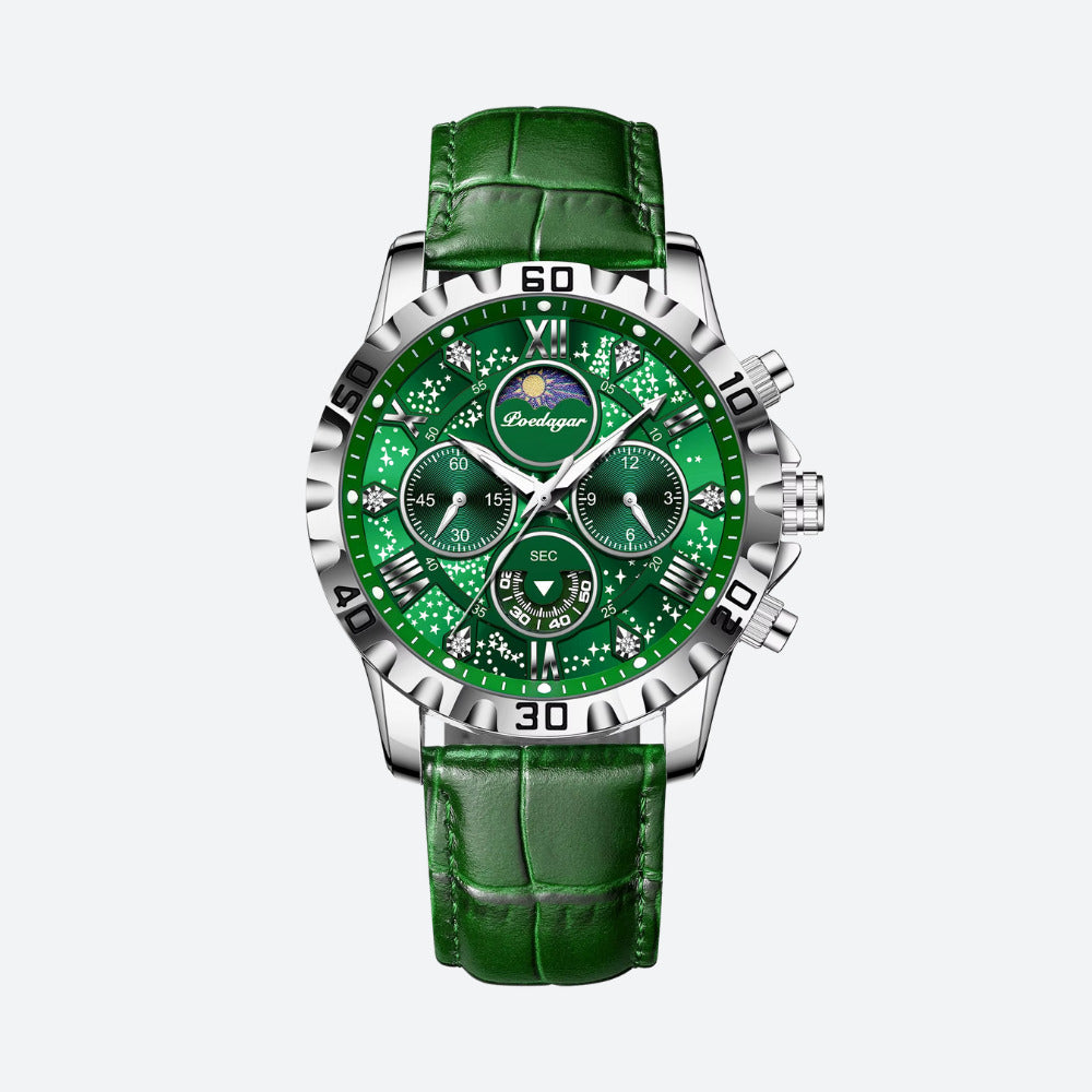 Montre Ronde Homme Chronographe Quartz, Verre Minéral Renforcé