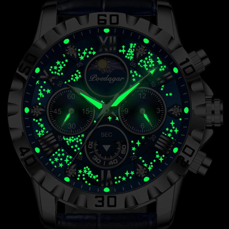 Montre Ronde Homme Chronographe Quartz, Verre Minéral Renforcé