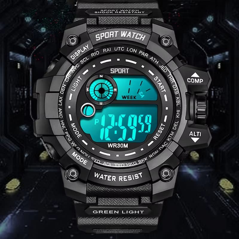 Montre Sport Digitale Homme 50 mm Robuste