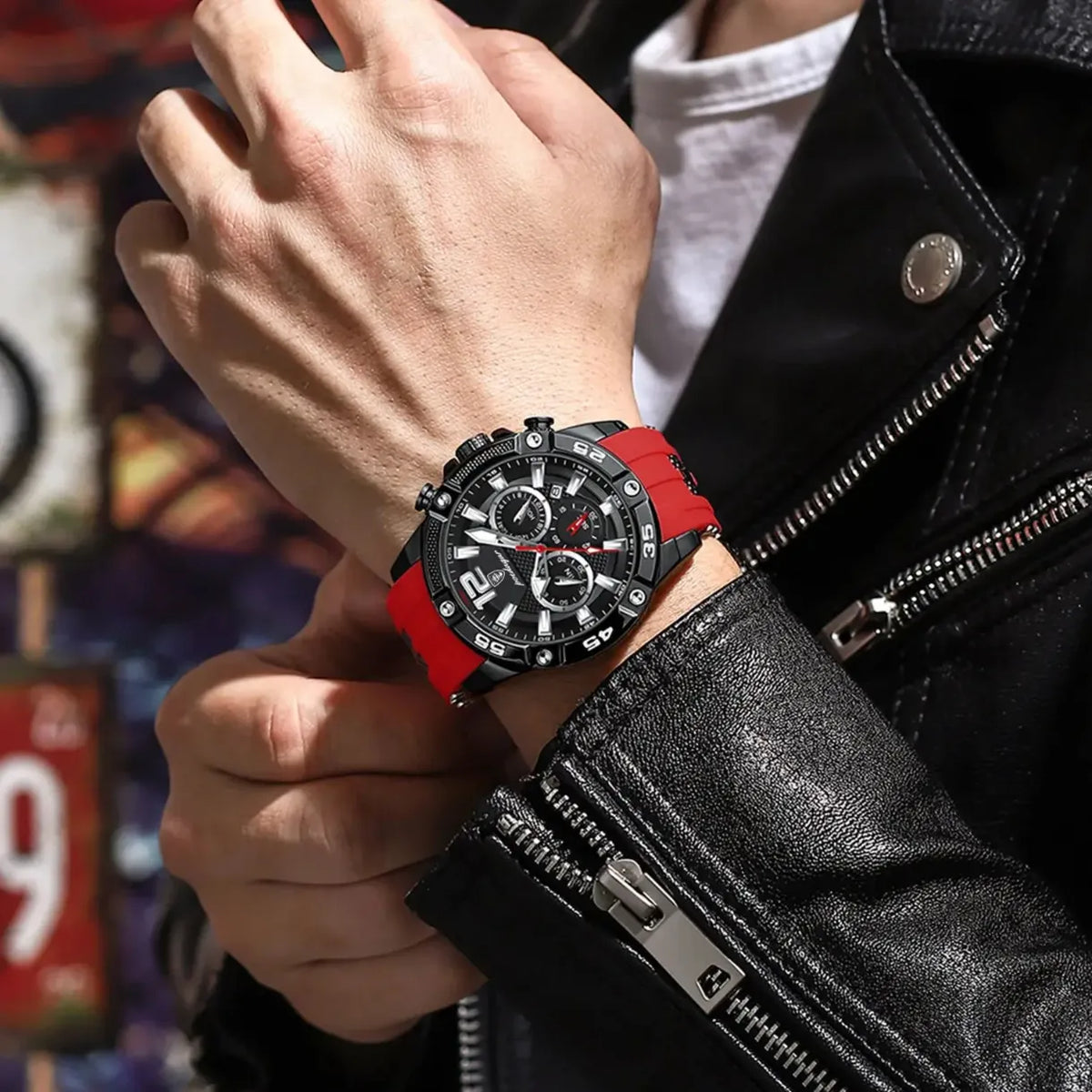 Montre Sport Homme Quartz Chronographe Style Racing