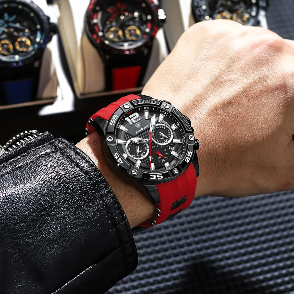 Montre Sport Homme Quartz Chronographe Style Racing