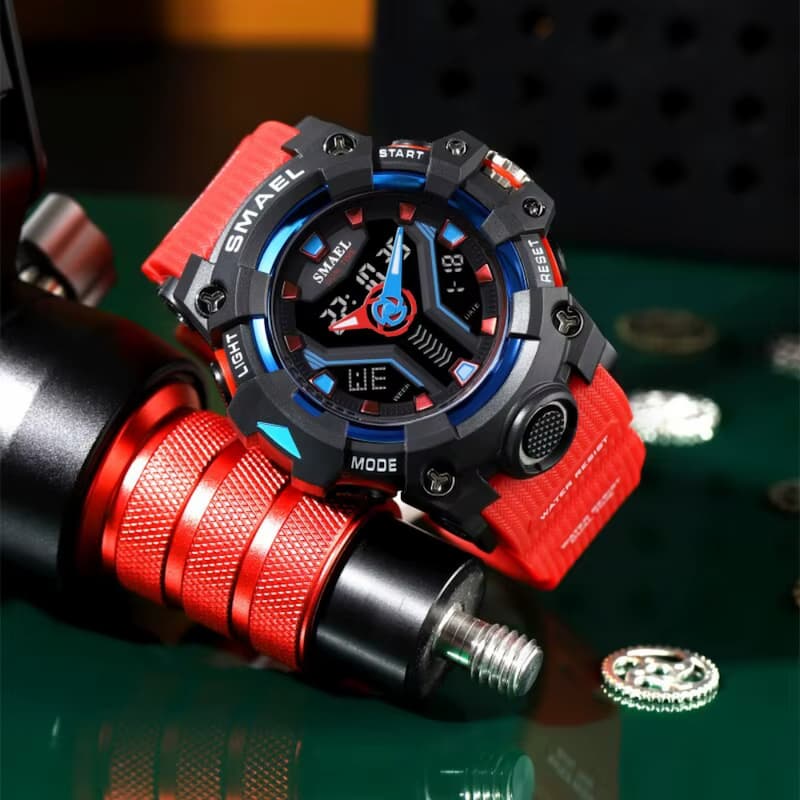 Montre Sport Multifonction Homme Quartz Analogique et Digital