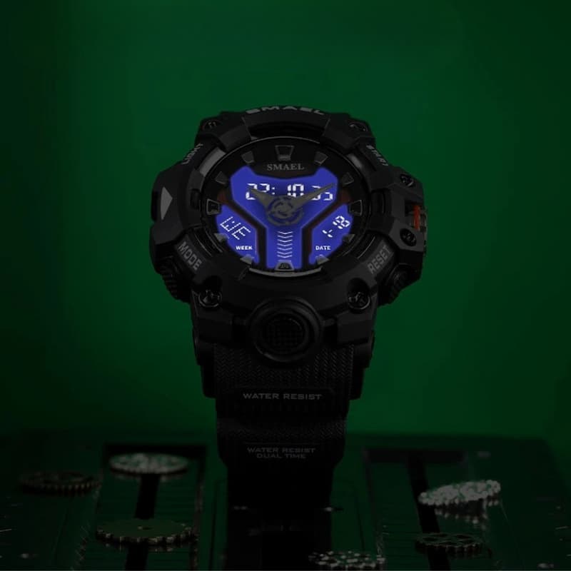 Montre Sport Multifonction Homme Quartz Analogique et Digital
