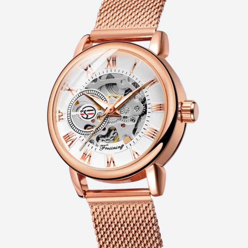 Montre Squelette Femme Automatique Maille Milanaise