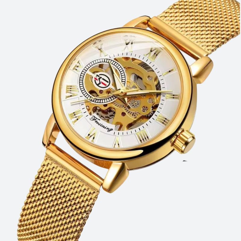 Montre Squelette Femme Automatique Maille Milanaise