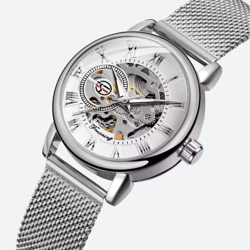 Montre Squelette Femme Automatique Maille Milanaise