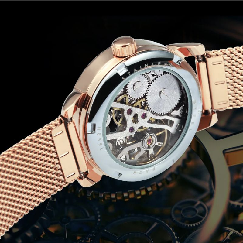 Montre Squelette Femme Automatique Mécanisme Apparent