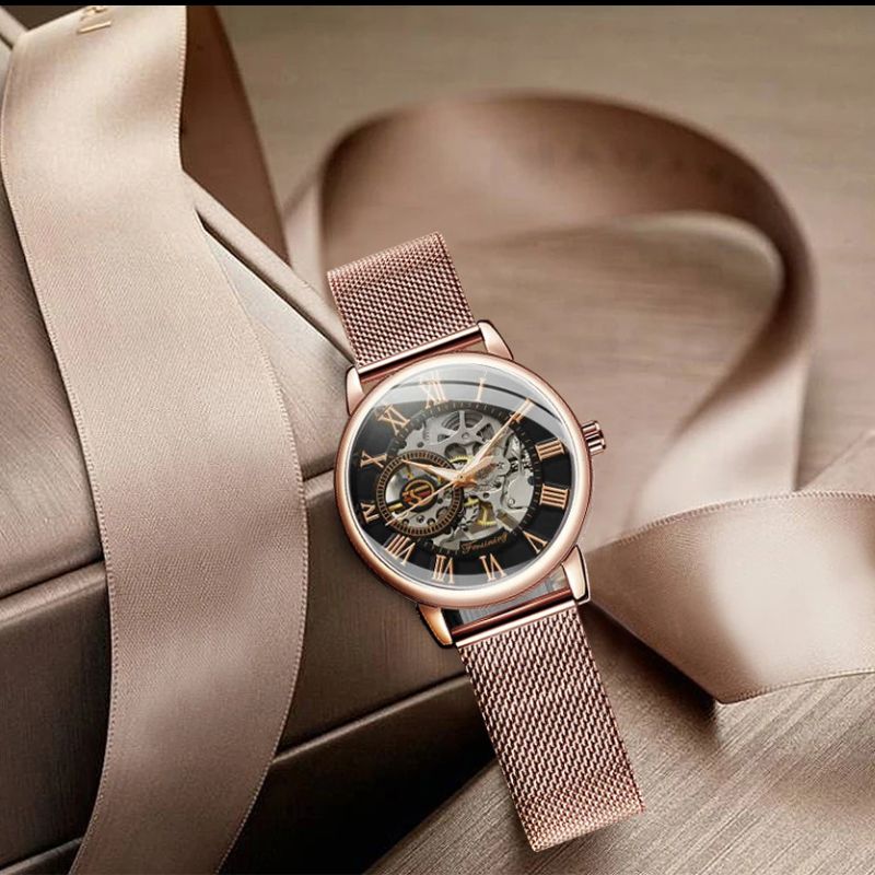 Montre Squelette Femme Automatique Mécanisme Apparent