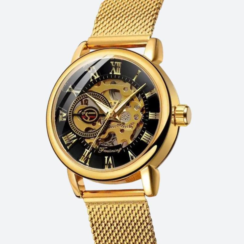 Montre Squelette Femme Métal Automatique Maille Milanaise
