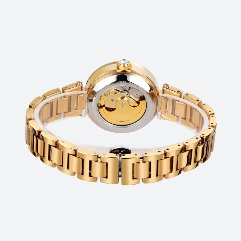Montre Squelette Femme Métal et Strass Fleur