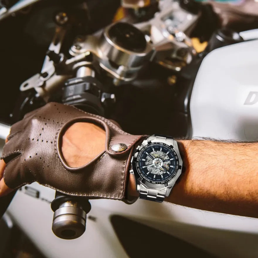 Montre Squelette Homme Automatique Look Sportif Tachymètre