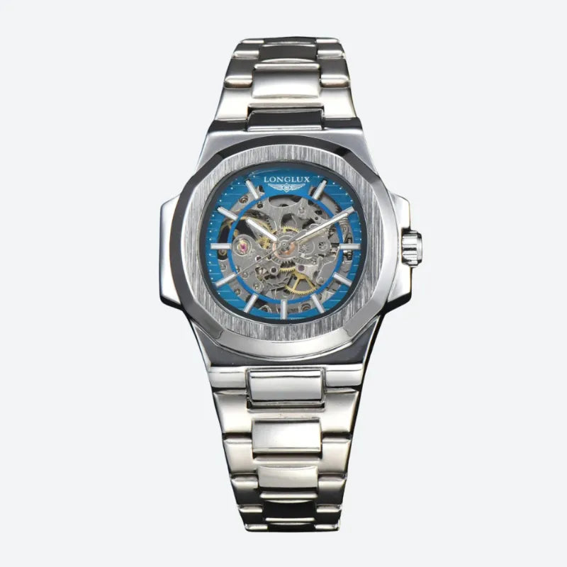 Montre Squelette Homme Automatique Mécanisme Apparent Acier
