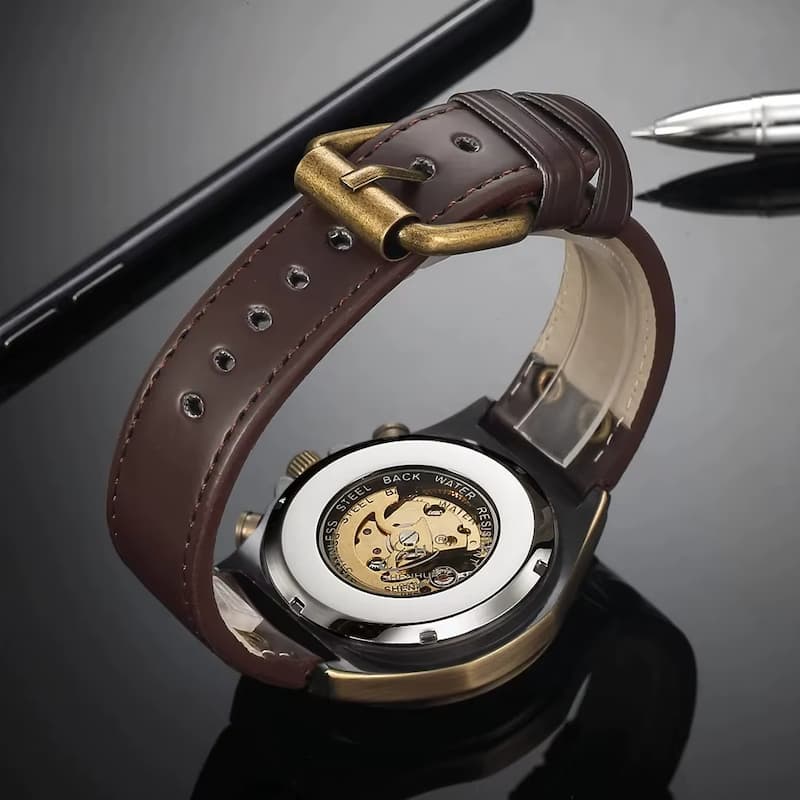 Montre Squelette Homme Bronze Automatique Vintage