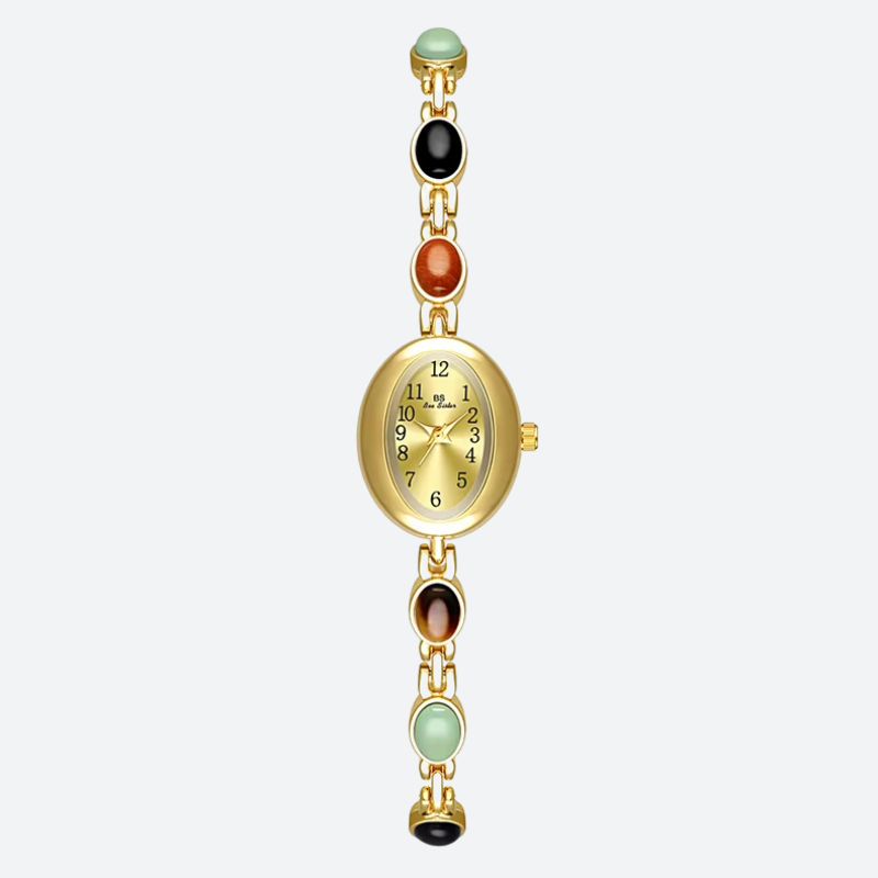 Montre Vintage Femme Bracelet Maille et Cabochons