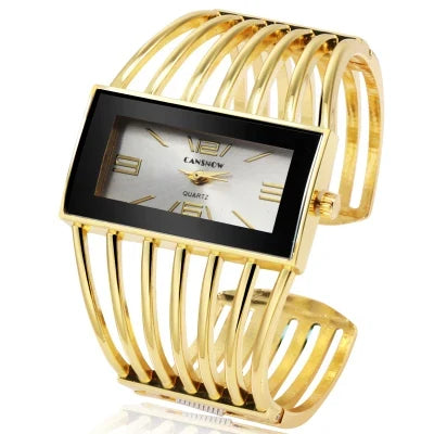 Montre Vintage Femme Jonc Ajouré Cadran Rectangulaire