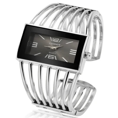 Montre Vintage Femme Jonc Ajouré Cadran Rectangulaire