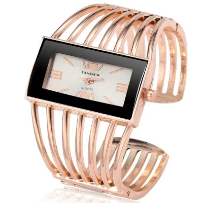 Montre Vintage Femme Jonc Ajouré Cadran Rectangulaire