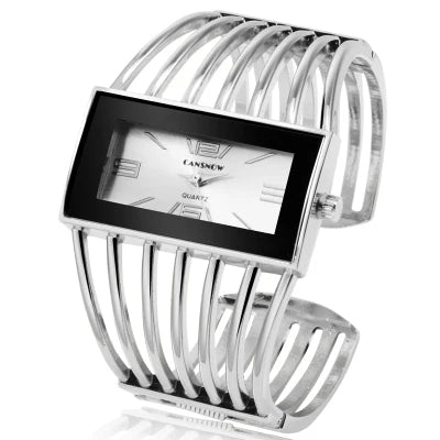 Montre Vintage Femme Jonc Ajouré Cadran Rectangulaire