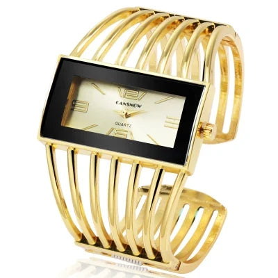 Montre Vintage Femme Jonc Ajouré Cadran Rectangulaire