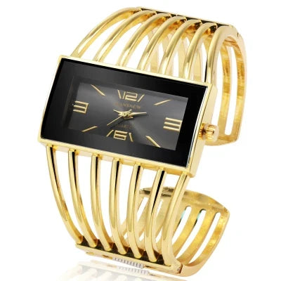 Montre Vintage Femme Jonc Ajouré Cadran Rectangulaire