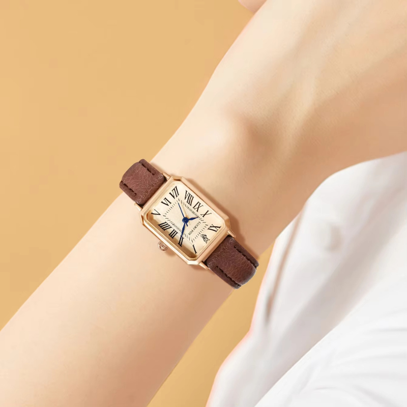 Montre Vintage Femme Rectangle Bracelet Cuir