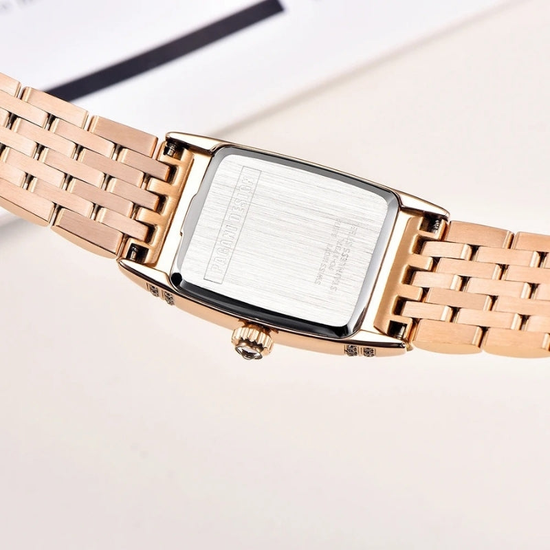 Montre Vintage Femme Rectangulaire Argent et Nacre
