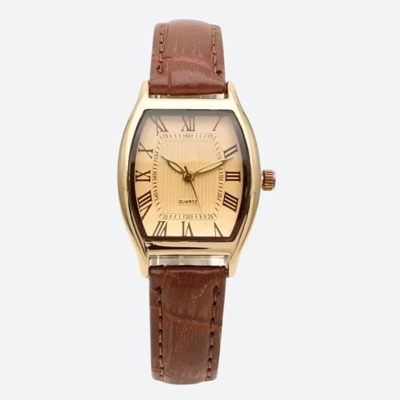 Montre Vintage Femme Tonneau Bracelet Cuir