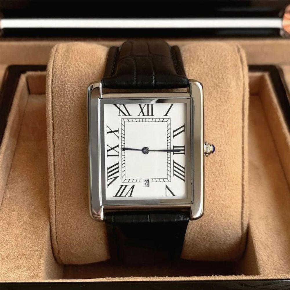 Montre Vintage Homme Carrée Ultra-Fine Quartz Cuir