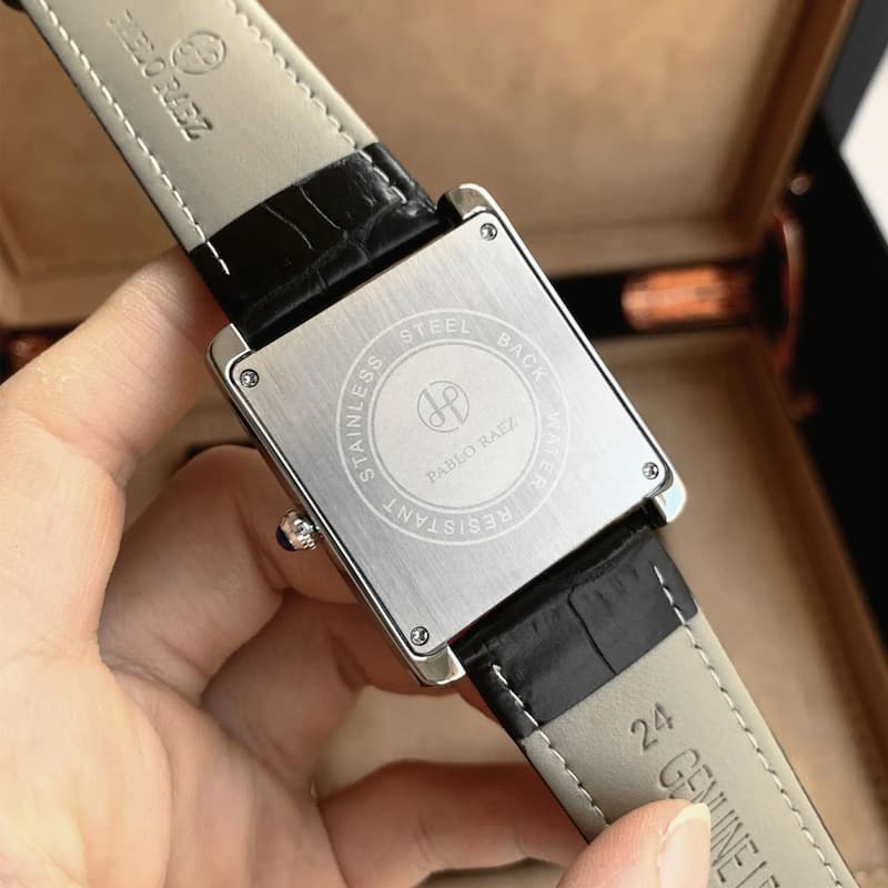 Montre Vintage Homme Carrée Ultra-Fine Quartz Cuir