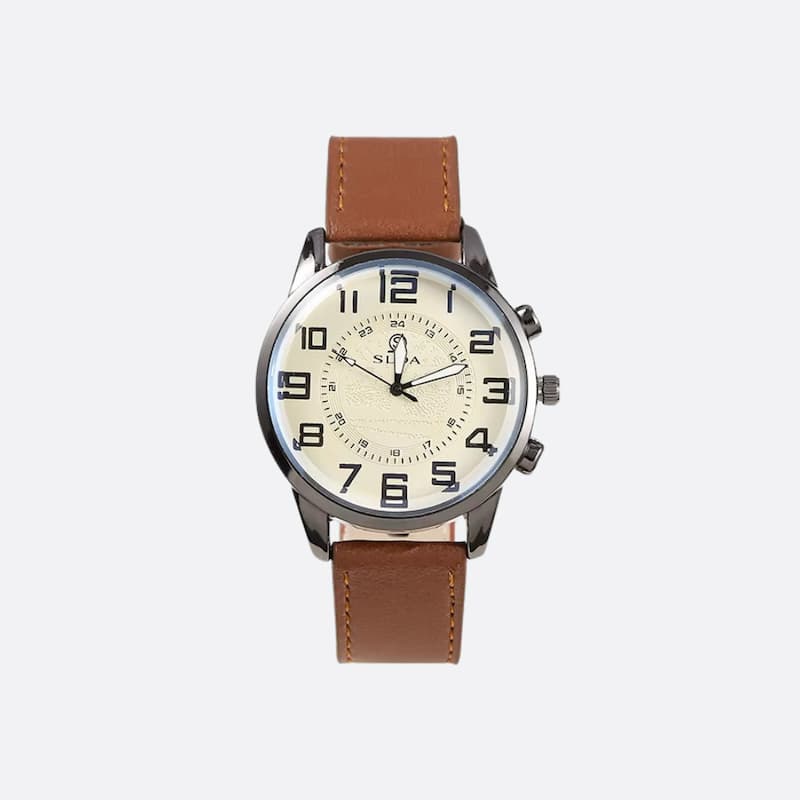 Montre Vintage Homme Quartz Classique Bracelet Cuir
