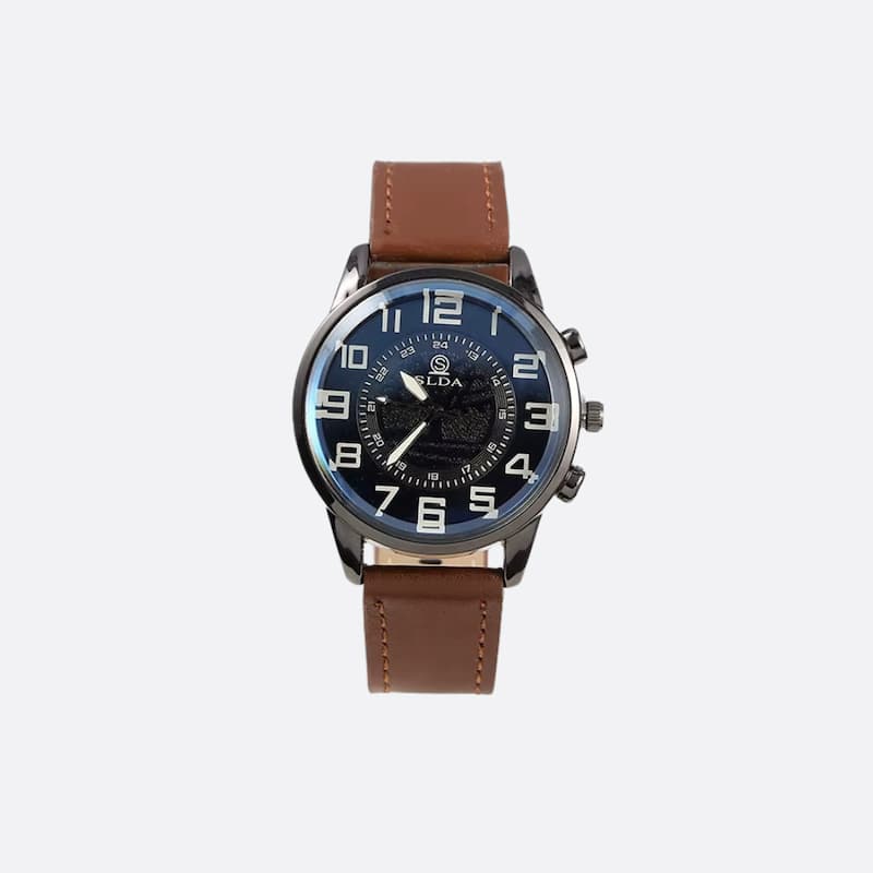 Montre Vintage Homme Quartz Classique Bracelet Cuir