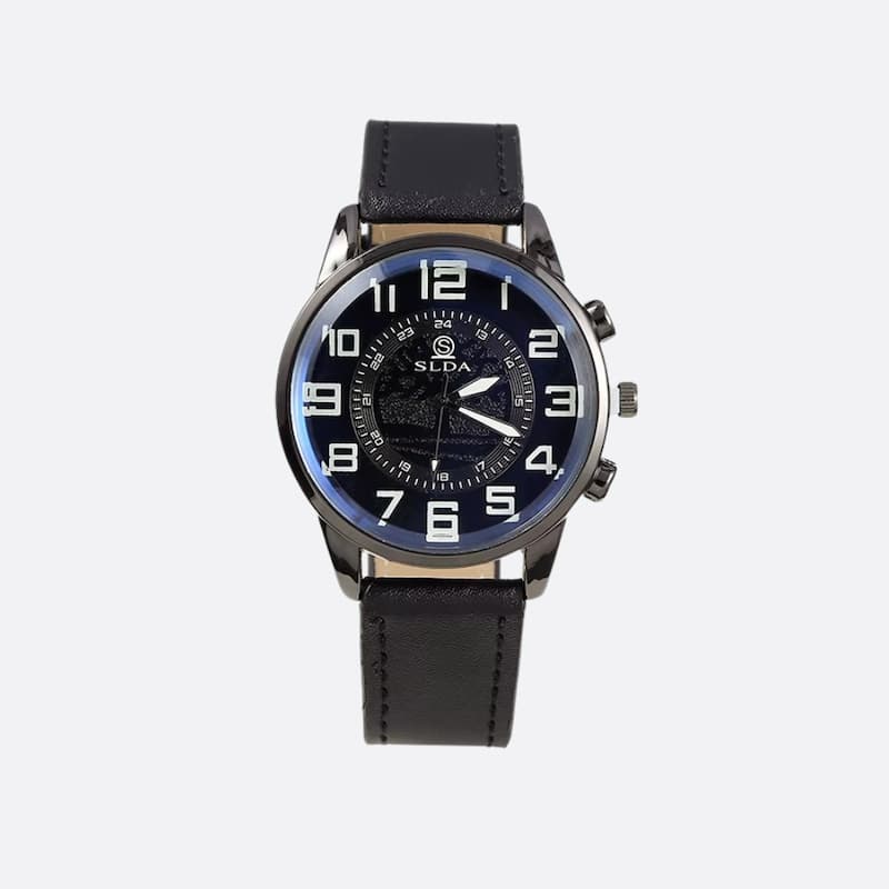 Montre Vintage Homme Quartz Classique Bracelet Cuir