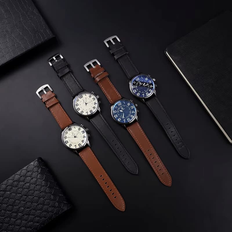 Montre Vintage Homme Quartz Classique Bracelet Cuir