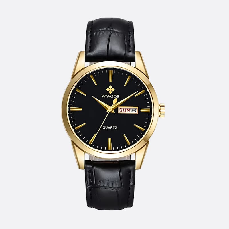 Montre Vintage Homme Quartz Cuir Marron