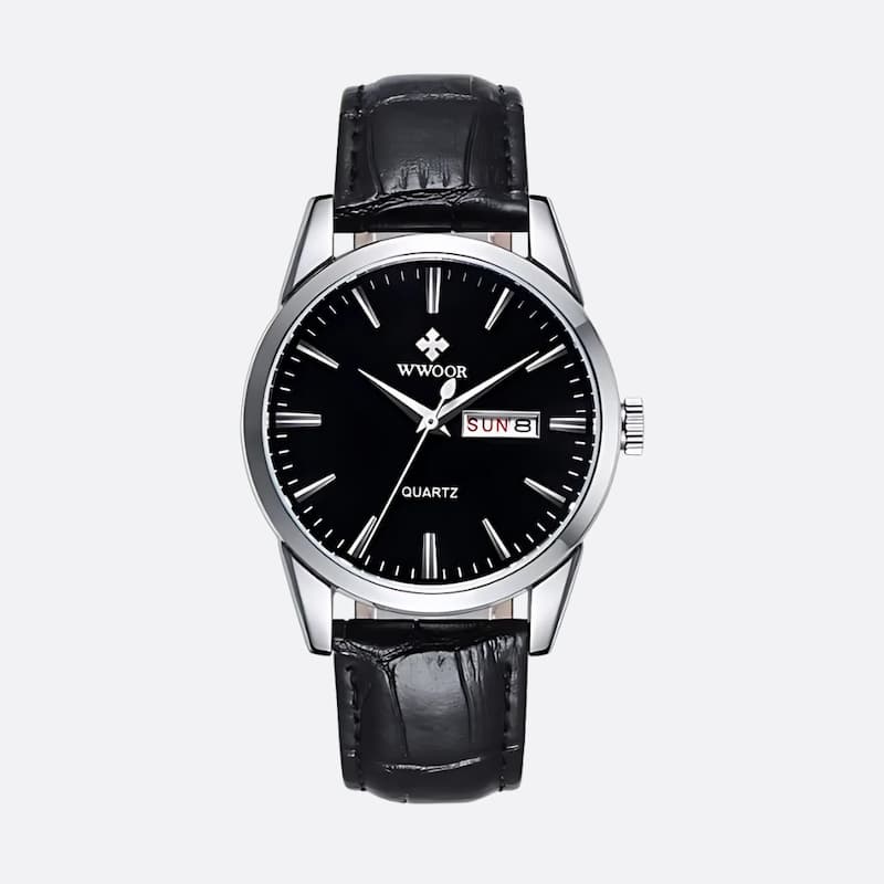 Montre Vintage Homme Quartz Cuir Marron
