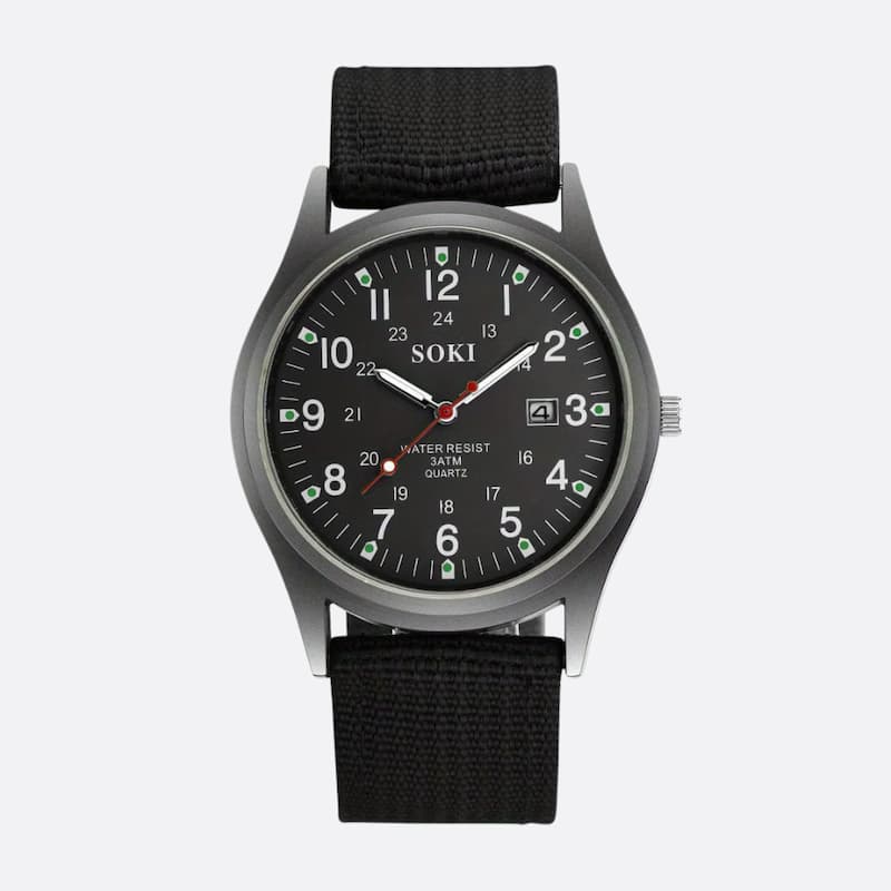 Montre Vintage Militaire Homme Quartz Bracelet Nylon