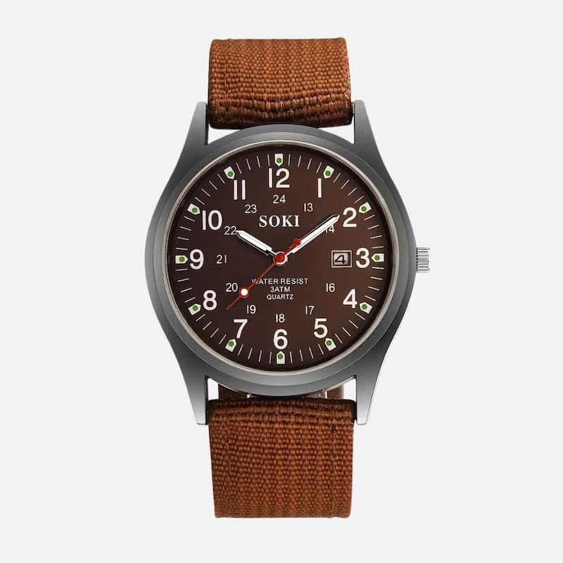 Montre Vintage Militaire Homme Quartz Bracelet Nylon