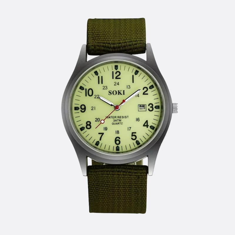 Montre Vintage Militaire Homme Quartz Bracelet Nylon