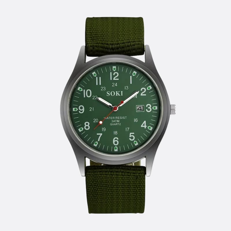 Montre Vintage Militaire Homme Quartz Bracelet Nylon